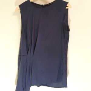 Zara Navy Gathered Waist Tank